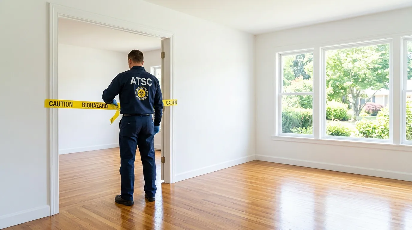 Certified biohazard cleanup crew performing Trauma Scene Cleanup in Stickney